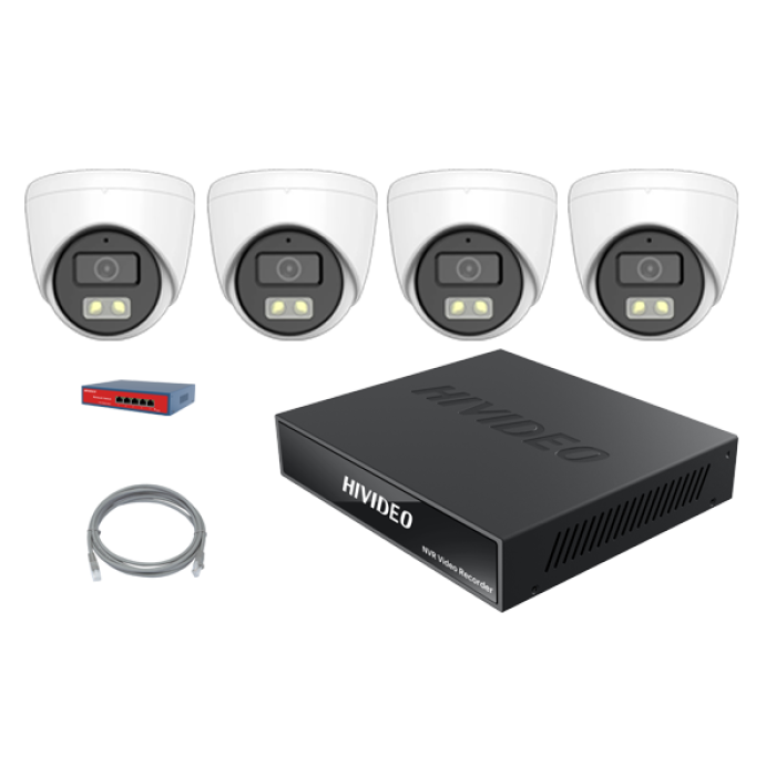IP Комплект видеонаблюдения HIVIDEO на 4 купольные камеры 5mpx