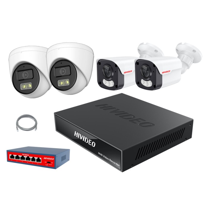 IP Комплект видеонаблюдения HIVIDEO на 4 купольные камеры 5mpx